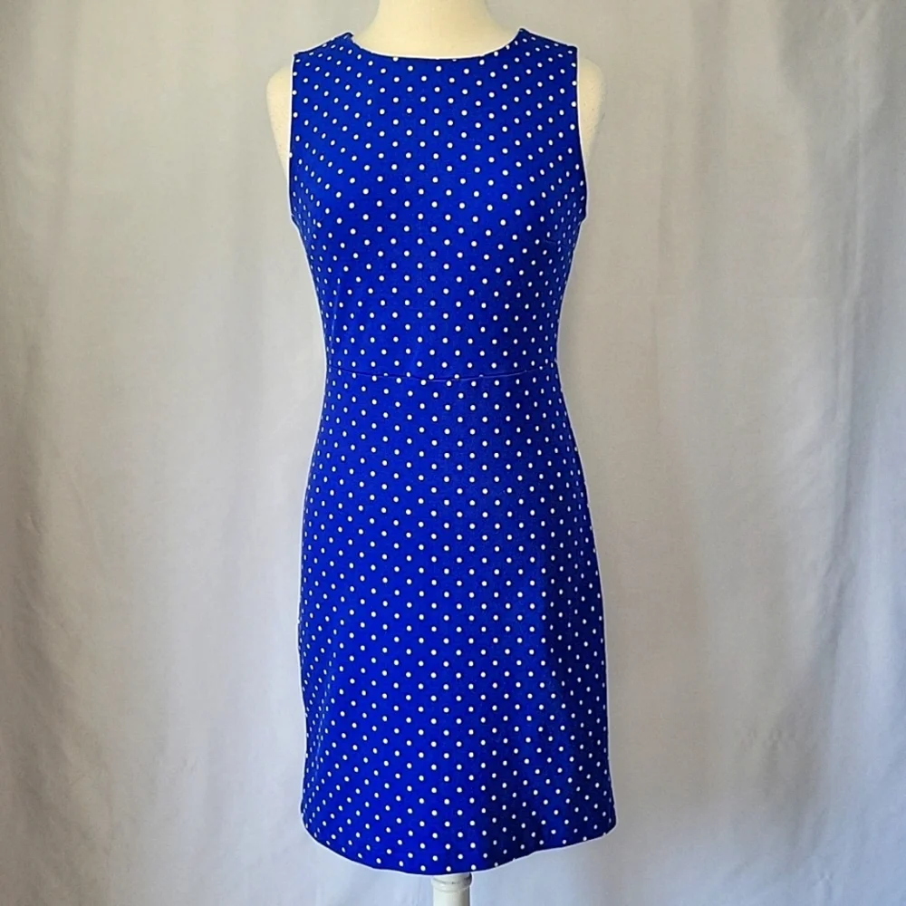 Old Navy Polka Dot Sheath Dress Periwinkle Blue & White Size Small - Picture 3 of 11